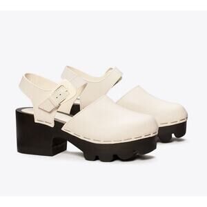 Tory Burch Lug Sole Leather Platform Clogs, Size: 10